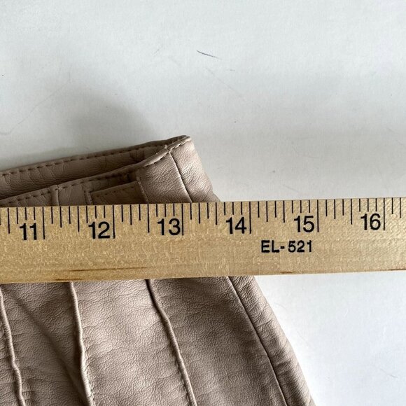 Free People Vegan Leather Beige Button Front A-Line Skirt Size 4 - Picture 3 of 6